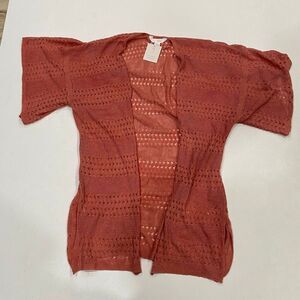 NWT Lauren Conrad Rust Open Knit Cardigan Kimono Sweater Women’s Size L